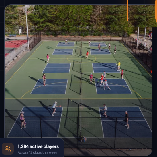 Outdoor pickleball courts with active players
